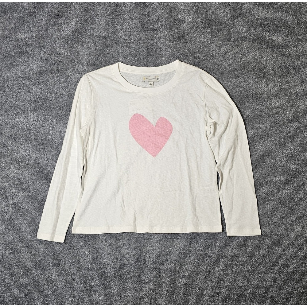 Kerri Rosenthal Imperfect Heart Long Sleeve Tee Shirt Small Cream/Pink NWT